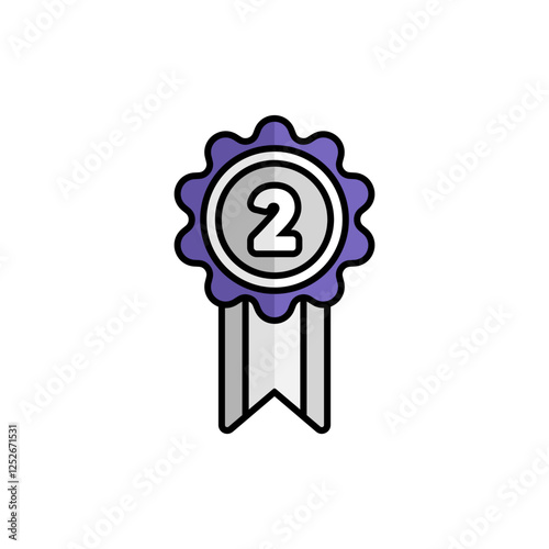 Silver Badge Icon With Lineal Color Design Style