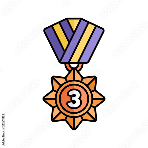 Bronze Medal Icon With Lineal Color Design Style
