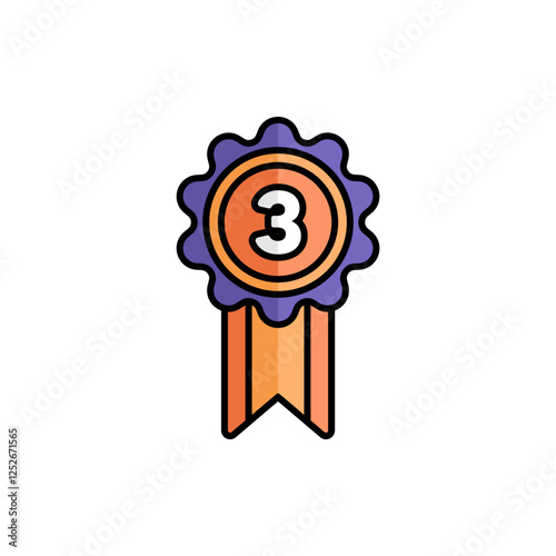 Bronze Badge Icon With Lineal Color Design Style