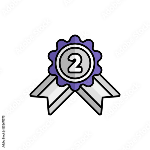 Silver Badge Icon With Lineal Color Design Style