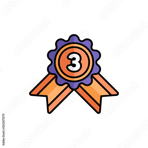 Bronze Badge Icon With Lineal Color Design Style