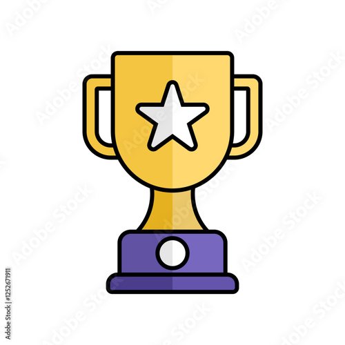 Gold Trophy Icon With Lineal Color Design Style