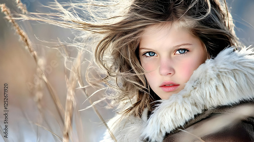 Windswept Girl Portrait Pho...