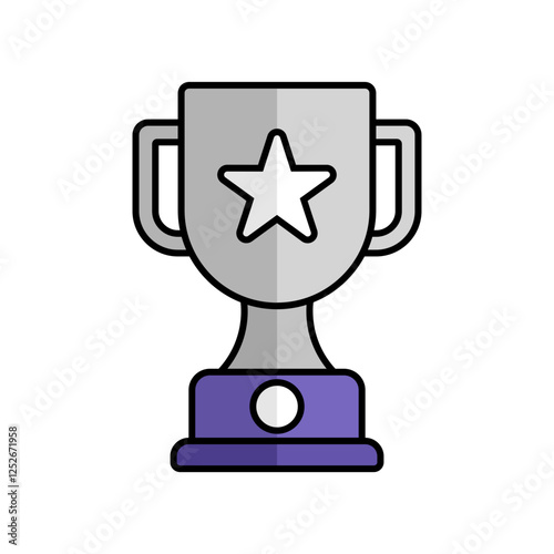 Silver Trophy Icon With Lineal Color Design Style
