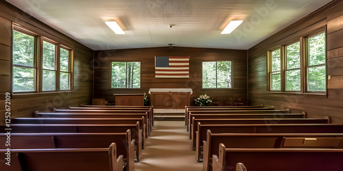 Wooden Chapel Interior Illu...
