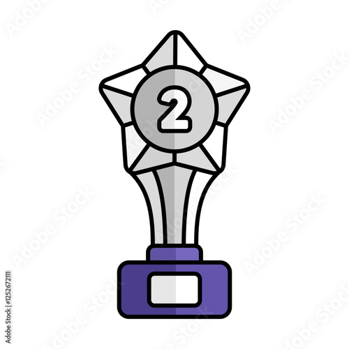 Silver Trophy Icon With Lineal Color Design Style