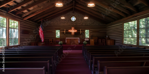 Rustic Wooden Church Interi...