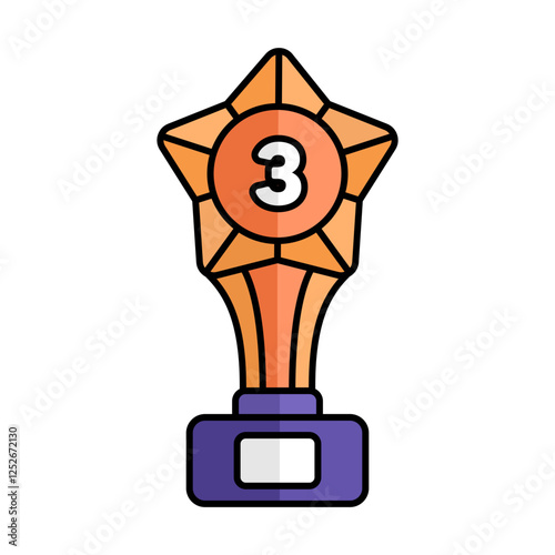 Bronze Trophy Icon With Lineal Color Design Style