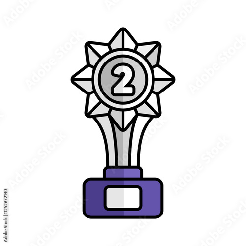 Silver Trophy Icon With Lineal Color Design Style