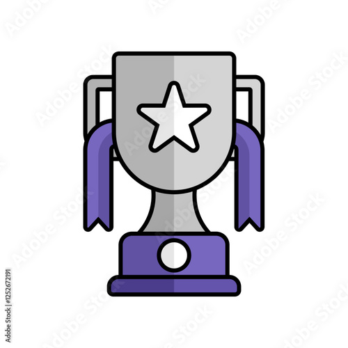Silver Trophy Icon With Lineal Color Design Style