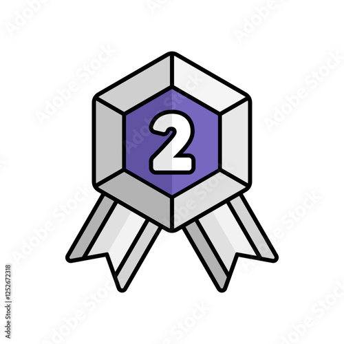Silver Badge Icon With Lineal Color Design Style