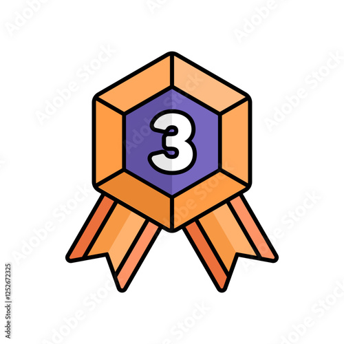 Bronze Badge Icon With Lineal Color Design Style