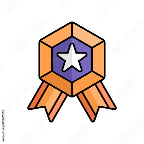 Bronze Badge Icon With Lineal Color Design Style