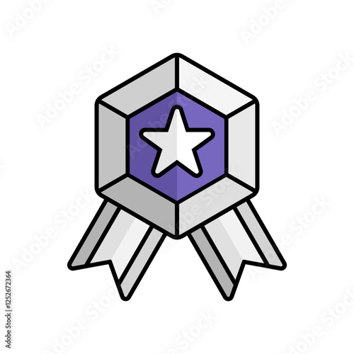 Silver Badge Icon With Lineal Color Design Style