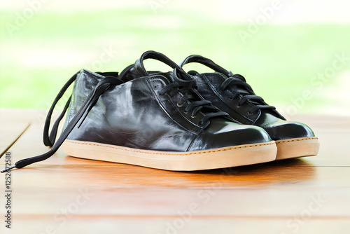 Stylish Black Leather Sneak...