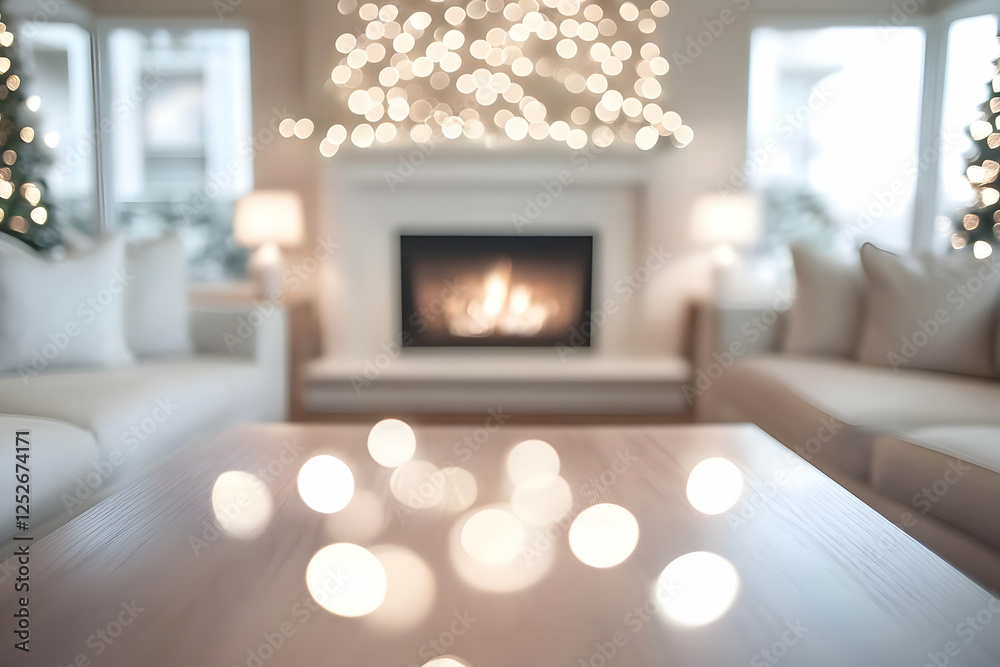 Obraz premium Cozy Fireplace Bokeh Background