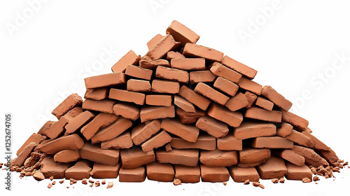 3D Render Pile of Red Bricks