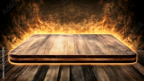 Fiery Wooden Platform Backg...