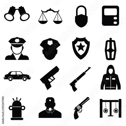 Law Enforcement Silhouette Icons Collection