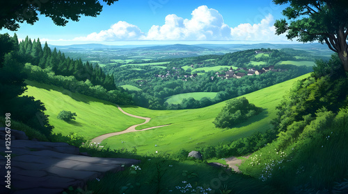 Vibrant Village Landscape I...