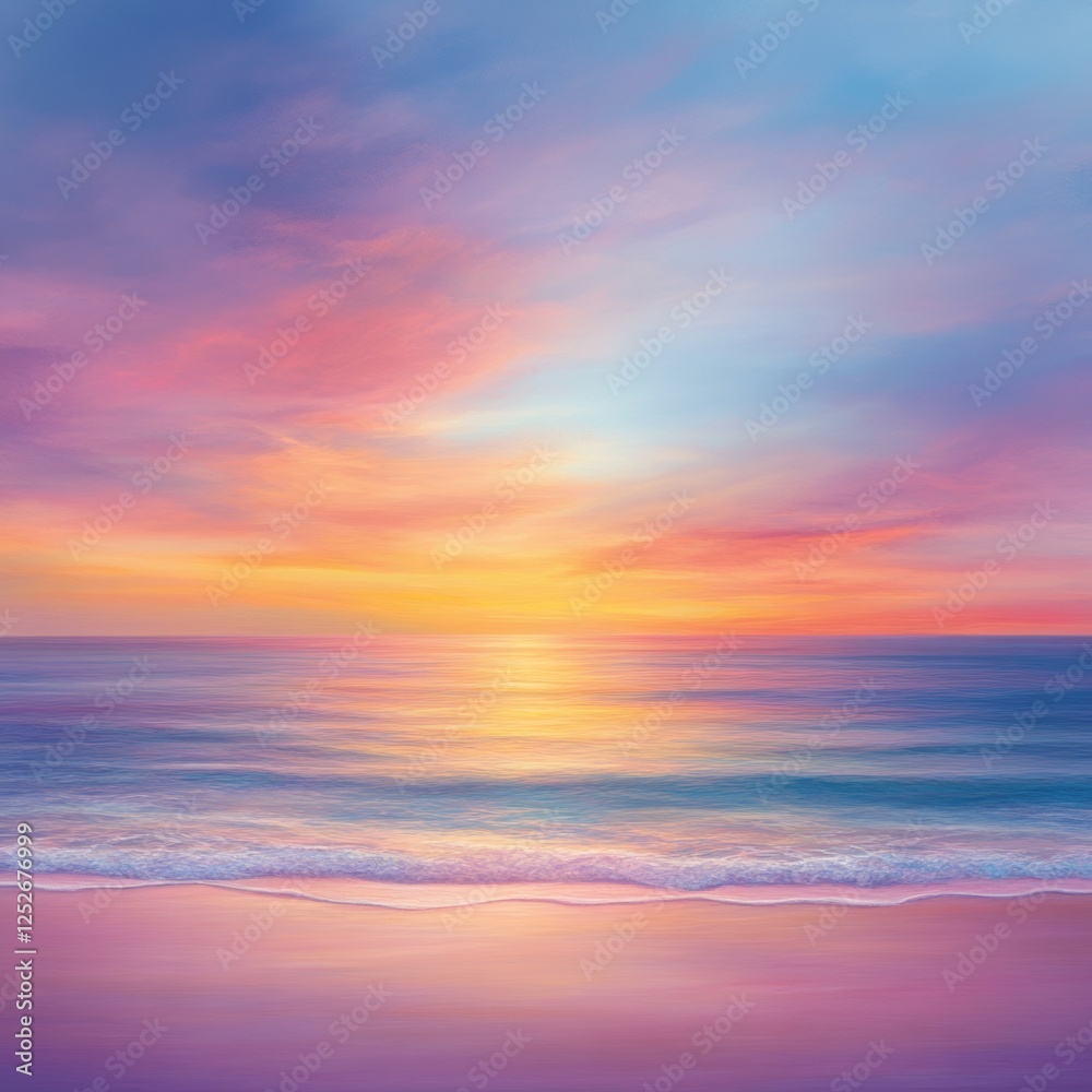 Fototapeta premium Serene Tropical Sunset Over Calm Sea with Colorful Sky Reflection