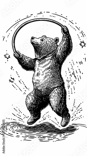 Bear Hula Hoop Illustration