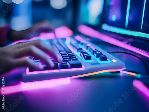 Neon Keyboard Closeup