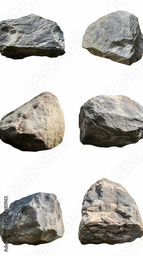 Six Realistic Gray Rocks Image