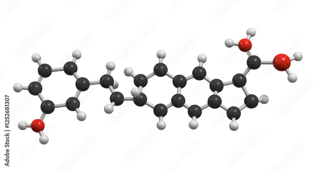 Examining Detailed Molecular Structure of Coumestrol with Carbon, Hydrogen, and Oxygen Atoms Examining Detailed Molecular Structure of Coumestrol with Carbon, Hydrogen, and Oxygen Atoms