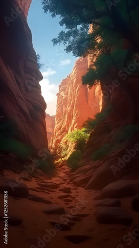 Canyon Path Sunlight 3D Ill...