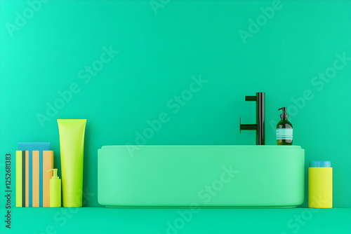 Green Bathroom 3D Illustration