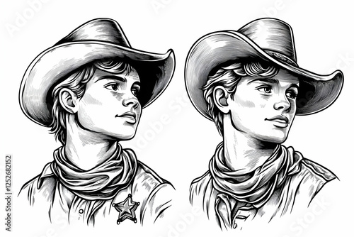 Engraved Cowboy Illustratio...