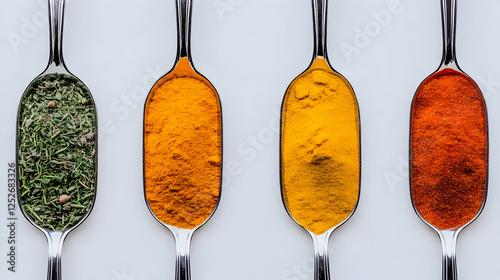 Colorful Spices in Spoons F...