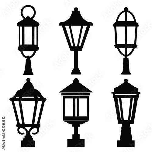 Old Style Street Lamps Silhouette Collection