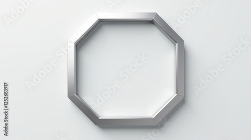Octagonal Metal Frame Isolated on White Background, Ideal for Modern Design Projects and Presentations