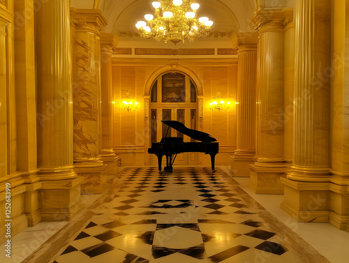 Grand Piano in Golden Hallw...