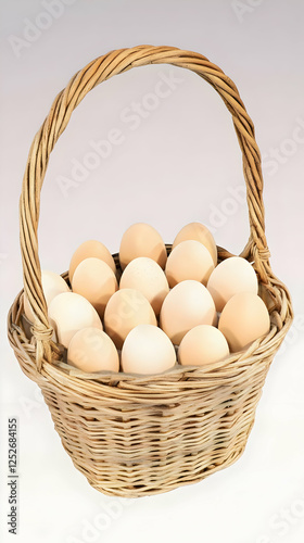 Wicker Basket of Eggs Reali...