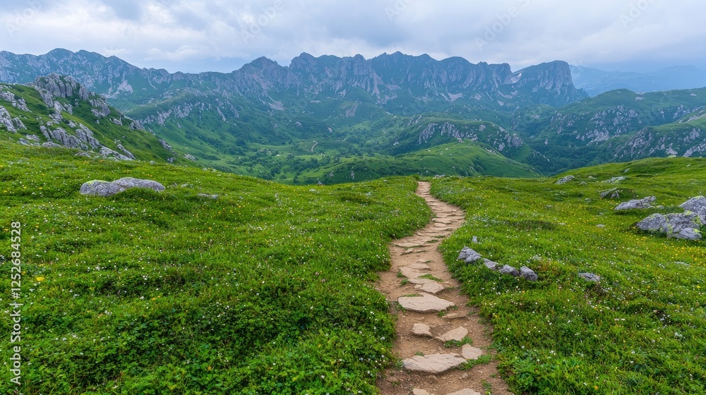 Fototapeta premium Mountain Path Winding Through Green Valley