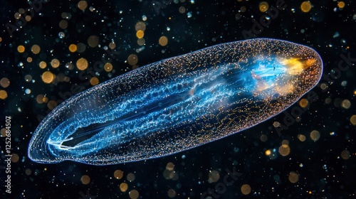 Fototapeta Naklejka Na Ścianę i Meble -  A comb jelly swimming in the ocean with bioluminescence