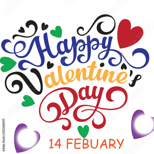 Happy Valentines Day Colorful Typography vector background