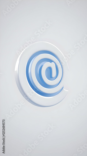 3D White and Blue Email Sym...