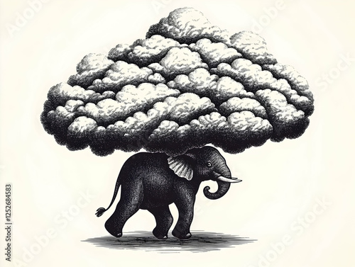 Elephant Under a Cloud Illu...