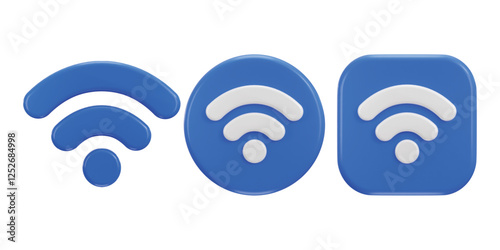 wifi button icon set 3d rendering vector illustration