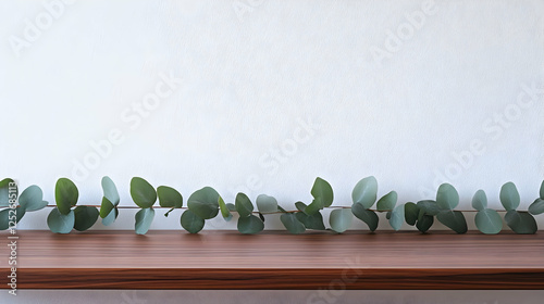 Eucalyptus Branch on Wooden...