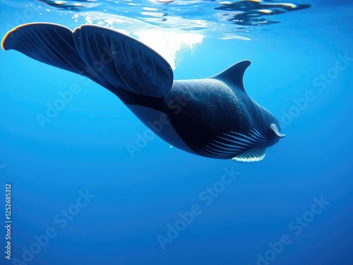 Humpback whale tail fluke peduncle throw underwater scene, marine life, underwater action, whale tail photo