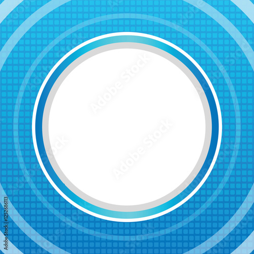 A blue circle with a white background.