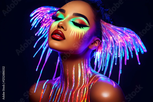 Neon Body Paint Art, Glowin...