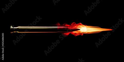 Fiery Bullet Flight 3D Illu...