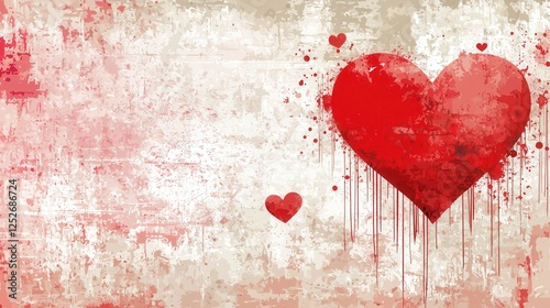 Red Heart Graphic On Distressed Backgrounds