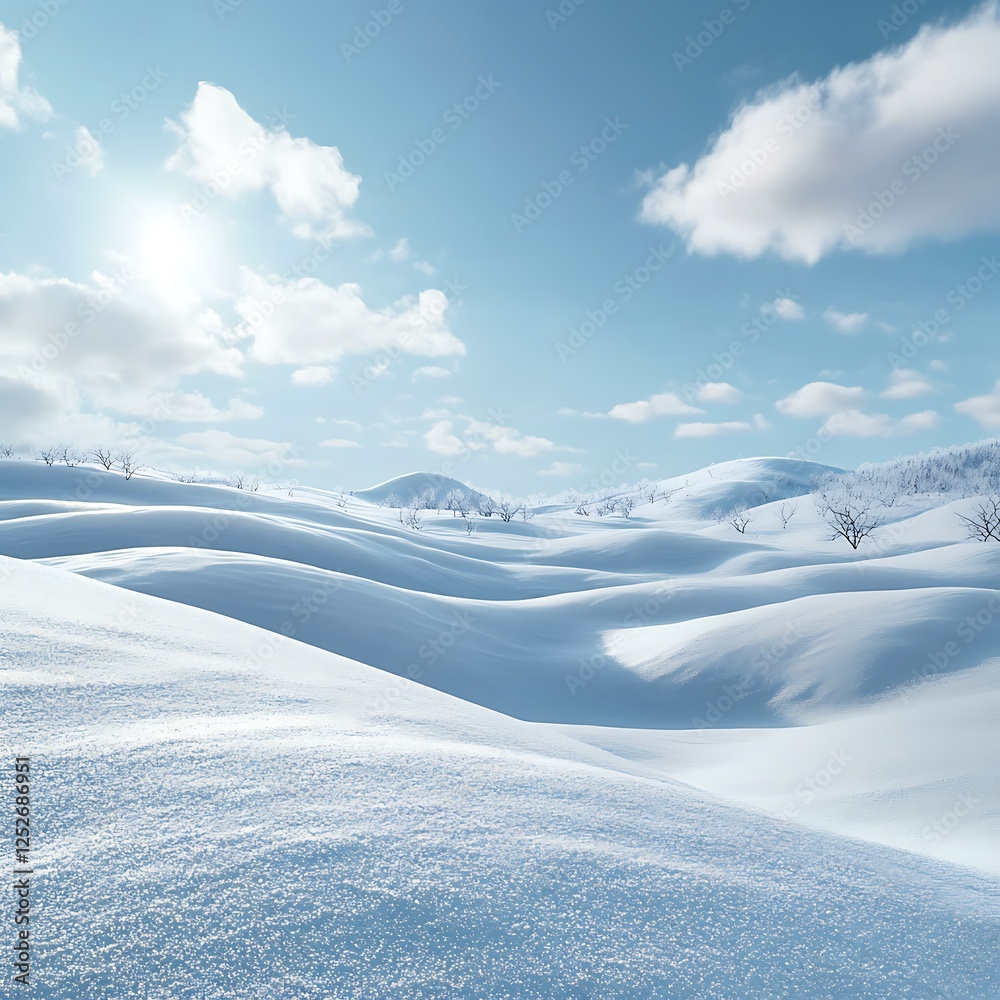 Frozen Hills Snow Sparkling Under Sun Tranquil Winter Beauty Frozen Hills Snow Sparkling Under Sun Tranquil Winter Beauty